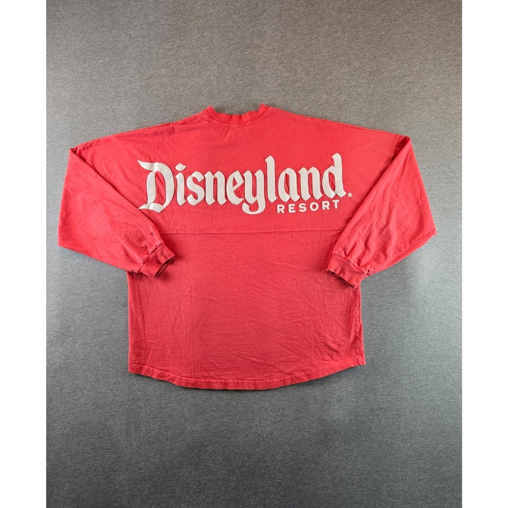 Disney Parks Disneyland Spirit Jersey Mens XL Coral Red Puff Print Long Sleeve
